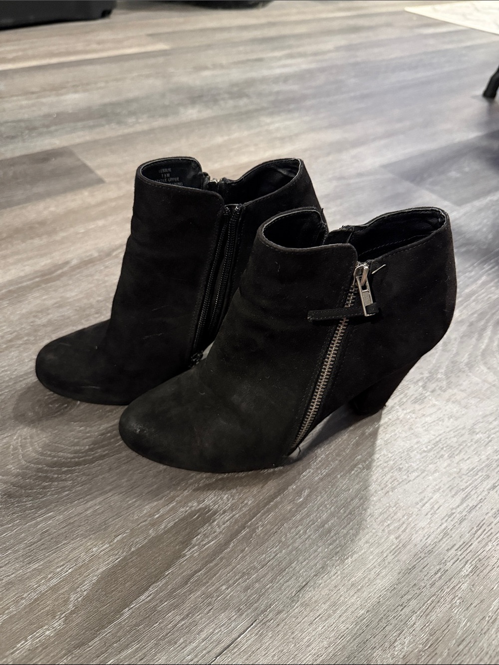 Classic Black Suede Ankle Booties with Side Zipper